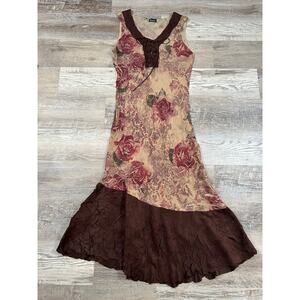 Komarov Floral Lace-Up Cottagecore Dress - Size Medium
